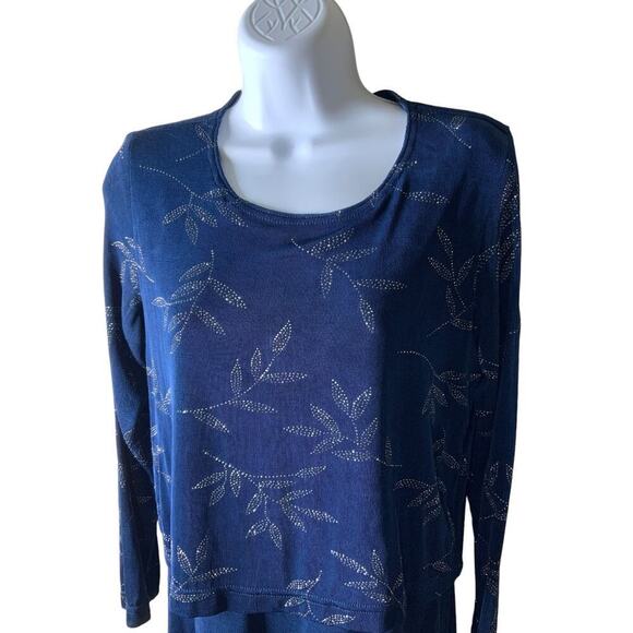 Rabbit Designs Maxi Dress Sparkle Floral Women Size 8 Petite Long Sleeve Printed - Picture 5 of 8